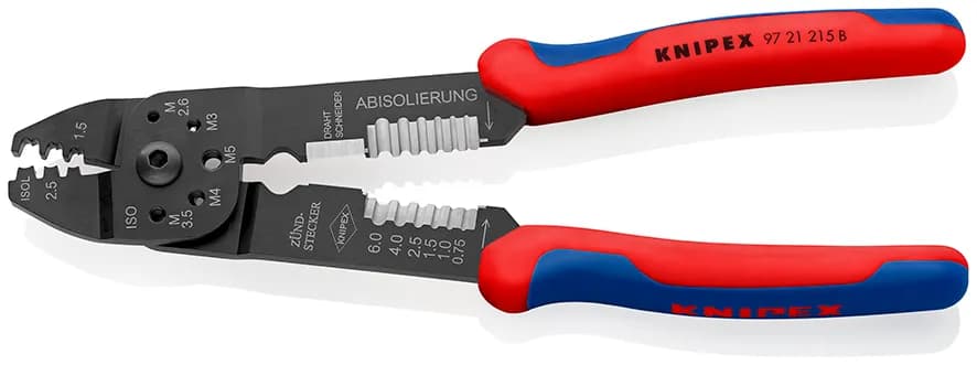 Knipex 9721215B Papuç Sıkma Ve Kablo Sıyırma Pensi 215 mm