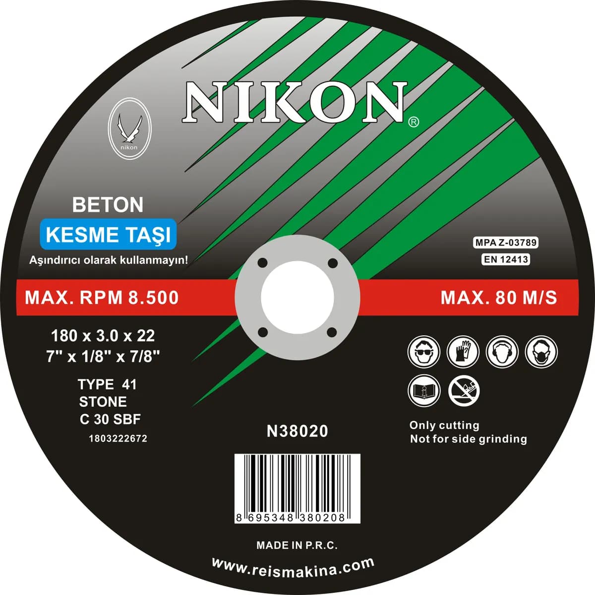 Nikon N38020 Beton Flex Kesme Taşı 180x3.0x22 mm